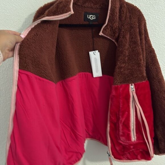 NWT- UGG-Marlene Sherpa Jacket II- pink and brown- Size Large - Picture 13 of 13